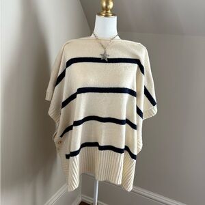LOFT Cream and Black Striped Poncho